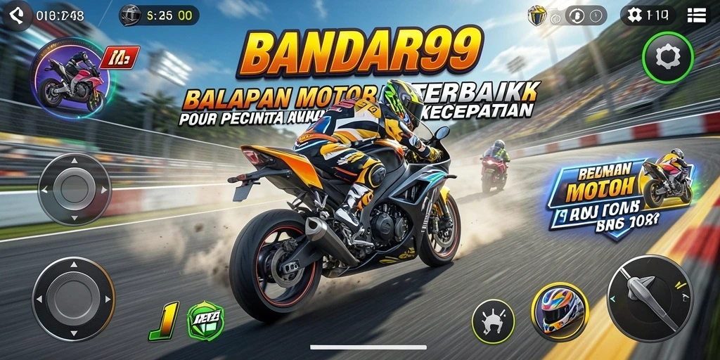 Tampilan gameplay seru dalam BANDAR99 yang penuh aksi balapan motor.
