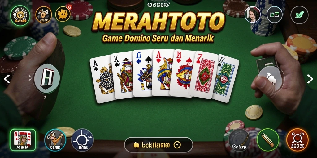 Tampilan gameplay seru dalam MERAHTOTO saat bermain domino.