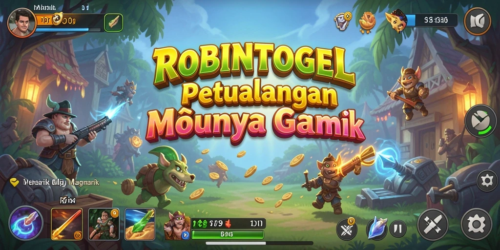 Tangkapan layar menunjukkan aksi seru di dunia penuh petualangan ROBINTOGEL.
