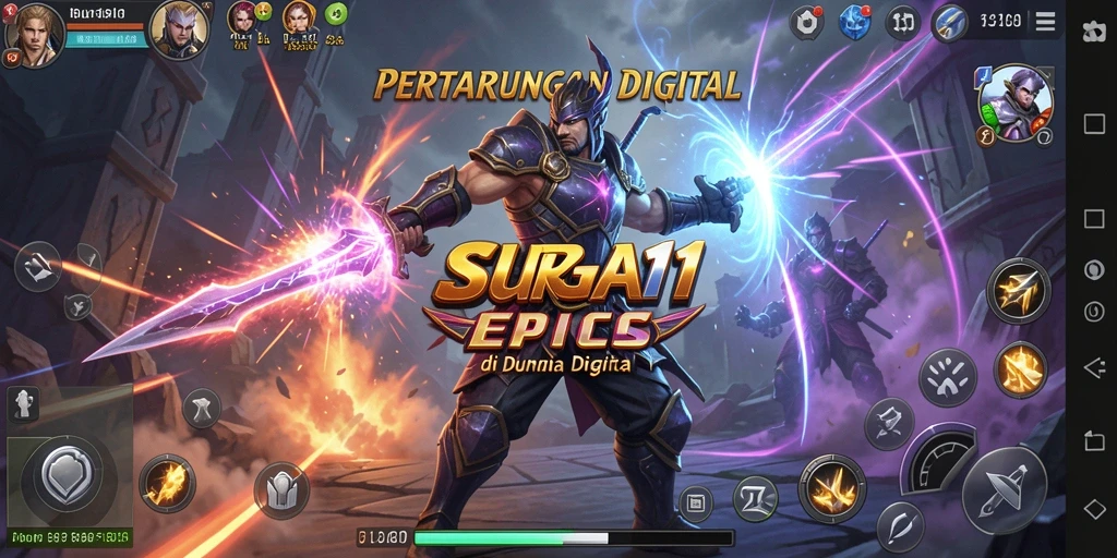 Screenshot utama SURGA11 menampilkan aksi pertarungan yang mendebarkan.